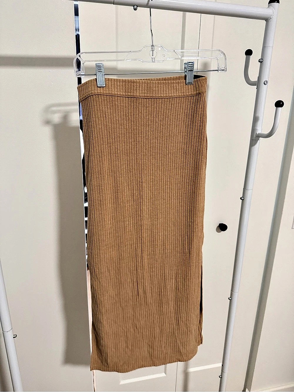 Abercrombie & Fitch Ribbed Knit Midi Skirt Brown XS